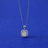 1Ct Square Cut Moissanite Pendant 925 Silver Necklace Sparkles Like Diamonds
