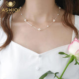 Natural Freshwater Pearl 925 Sterling Silver Hand Woven Flower Ball Necklace