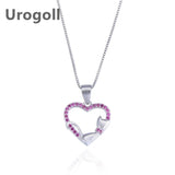 Noble Women 925 Silver Necklace Zircon Heart Pendant Chain Jewelry