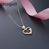 Noble Women 925 Silver Necklace Zircon Heart Pendant Chain Jewelry
