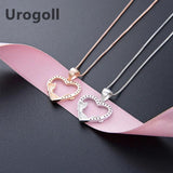Noble Women 925 Silver Necklace Zircon Heart Pendant Chain Jewelry