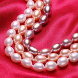 Pink Pearl Necklace, 925 Silver, Flower Zircon Pendant
