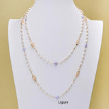 Freshwater Pearl Necklace with Natural Stone 4-4.5mm Sweater Chain