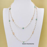 Freshwater Pearl Necklace with Natural Stone 4-4.5mm Sweater Chain