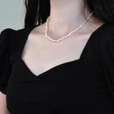 925 Silver Baroque Pearl Choker Necklace for Women