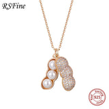 925 Silver Peanut Necklace Pearl Pendant for Women