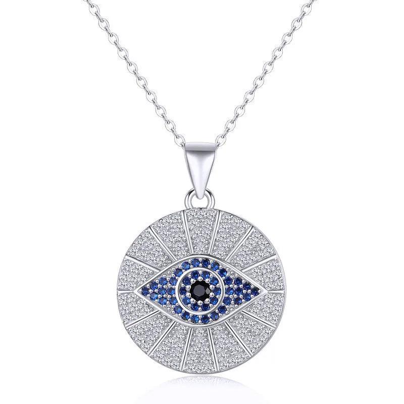 Sterling Silver Evil Eye Necklace with Zircon