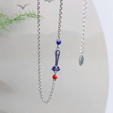 Vintage 925 Silver Ruyi Necklace Enamel Choker Chain XL059