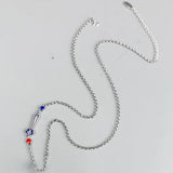 Vintage 925 Silver Ruyi Necklace Enamel Choker Chain XL059