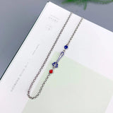 Vintage 925 Silver Ruyi Necklace Enamel Choker Chain XL059