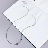 Vintage 925 Silver Ruyi Necklace Enamel Choker Chain XL059