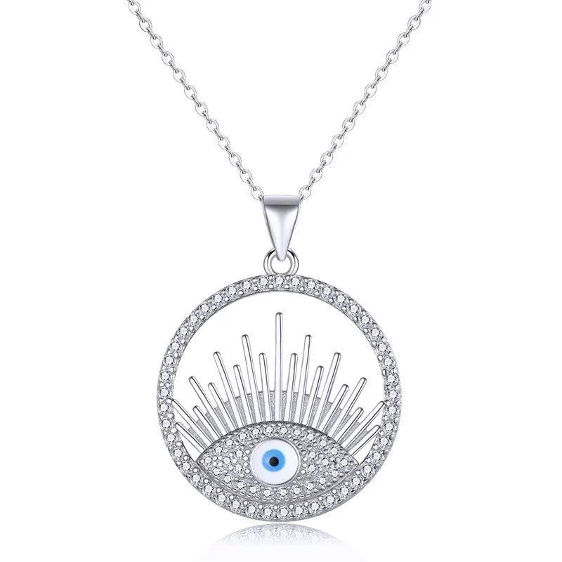 Evil Eye Pendant Necklace S925 Sterling Silver Zircon Necklace