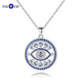 Evil Eye Round Pendant Necklace S925 Sterling Silver Necklace for Women