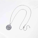Evil Eye Round Pendant Necklace S925 Sterling Silver Necklace for Women