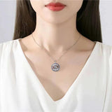 Evil Eye Round Pendant Necklace S925 Sterling Silver Necklace for Women