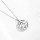 Evil Eye Round Pendant Necklace S925 Sterling Silver Necklace for Women