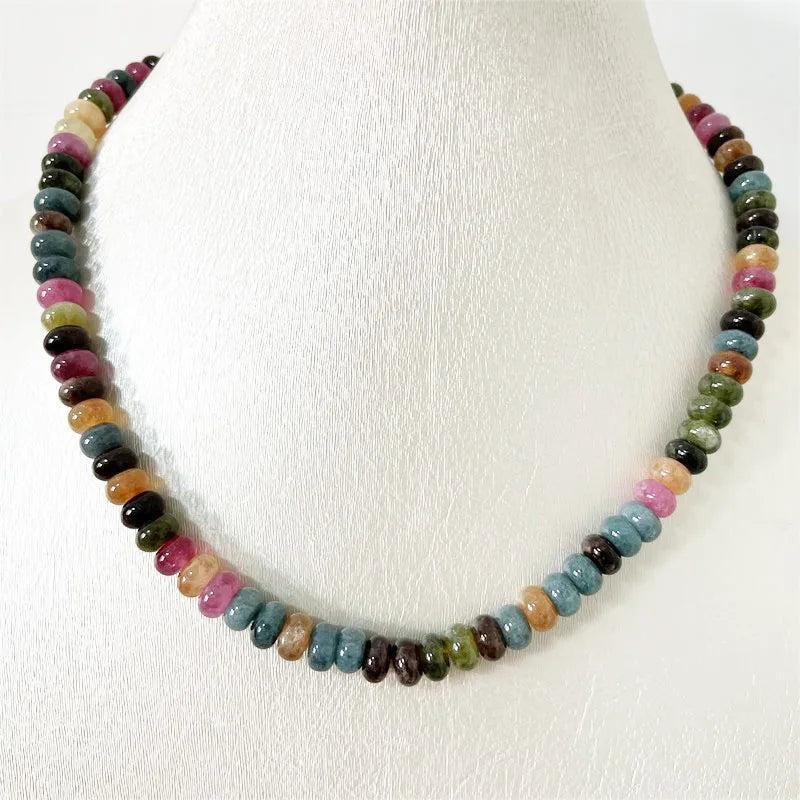 Rare 5*8MM Tourmaline Necklace Oval Natural Stone Jewelry Noble