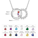925 Silver Name Intertwined Circle Necklace with 3 Birthstones