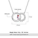 925 Silver Name Intertwined Circle Necklace with 3 Birthstones