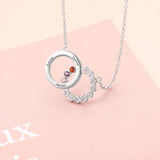 925 Silver Name Intertwined Circle Necklace with 3 Birthstones