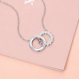 925 Silver Name Intertwined Circle Necklace with 3 Birthstones