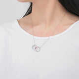 925 Silver Name Intertwined Circle Necklace with 3 Birthstones