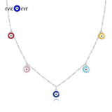 Colorful Tassel Evil Eye Pendant Necklace 925 Sterling Silver Jewelry