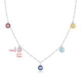 Colorful Tassel Evil Eye Pendant Necklace 925 Sterling Silver Jewelry