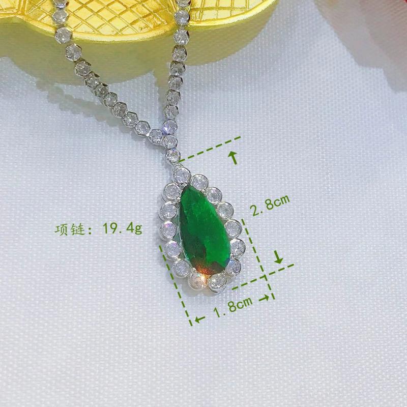 925 Silver Emerald Necklace Pendant for Women Punk Origin Chains Necklaces