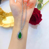 925 Silver Emerald Necklace Pendant for Women Punk Origin Chains Necklaces