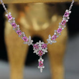 Pink Diamond Butterfly Necklace for Women