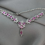 Pink Diamond Butterfly Necklace for Women