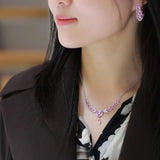 Pink Diamond Butterfly Necklace for Women