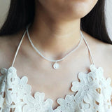 3mm Gemstone Aquamarine Peridot Rose Quartz 925 Silver Coin Vintage Necklace