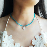 3mm Gemstone Aquamarine Peridot Rose Quartz 925 Silver Coin Vintage Necklace