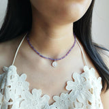 3mm Gemstone Aquamarine Peridot Rose Quartz 925 Silver Coin Vintage Necklace