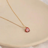 S925 Sterling Silver Heart Necklace Red Diamond Pendants