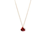 S925 Sterling Silver Heart Necklace Red Diamond Pendants