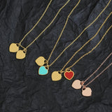 925 Silver Double Heart Necklace Light Jewelry Vintage Party