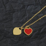 925 Silver Double Heart Necklace Light Jewelry Vintage Party