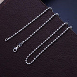 925 Sterling Silver Beads Chain Long Necklace for Women Men 18-34 inch