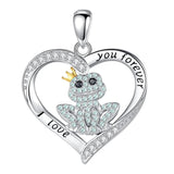 Eudora Silver Animal Necklace Zircon Heart Pendant Women Jewelry
