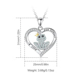 Eudora Silver Animal Necklace Zircon Heart Pendant Women Jewelry