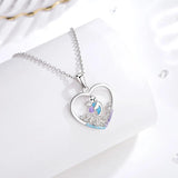 Eudora Silver Animal Necklace Zircon Heart Pendant Women Jewelry