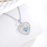 Eudora Silver Animal Necklace Zircon Heart Pendant Women Jewelry