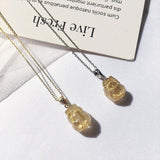 Rutilated Quartz Pixiu Brave Troops Charms Pendant Necklace
