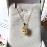 Rutilated Quartz Pixiu Brave Troops Charms Pendant Necklace