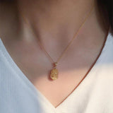 Rutilated Quartz Pixiu Brave Troops Charms Pendant Necklace