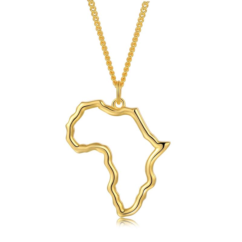925 Silver 18k Africa Map Necklace Dainty Hollow Pendant