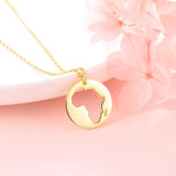 925 Silver 18k Africa Map Necklace Dainty Hollow Pendant